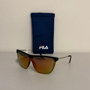 Fila 9343 Black and Gold Sunglasses with Case